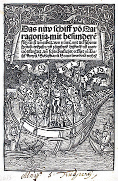 Aus: Brant, Sebastian: Das nüv Schiff von Narragonia. Straßburg, 1495. (UB Freiburg, Ink. E 4679)
