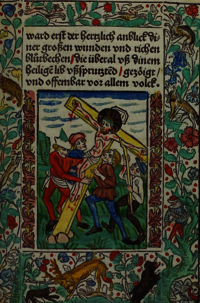 Kreuzigung in Bruder Bertholds Betrachtungsbuch über die Leiden Christi.