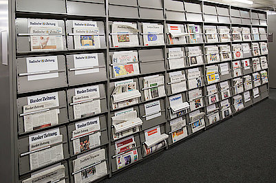 Newspaper display in Reading Room 1