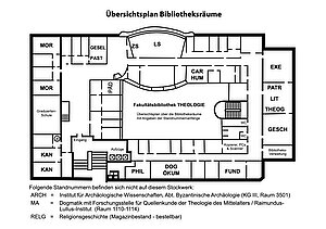 Lageplan der Fakultätsbibliothek Theologie