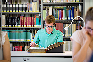 Workstation in the special collections reading room