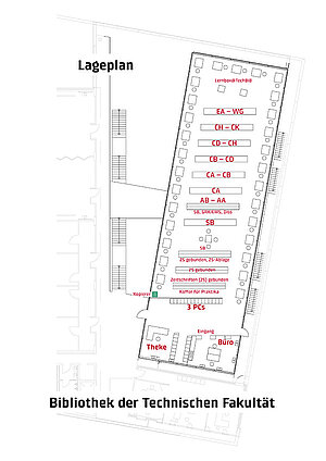 Lageplan der Bibliothek der Technischen Fakultät