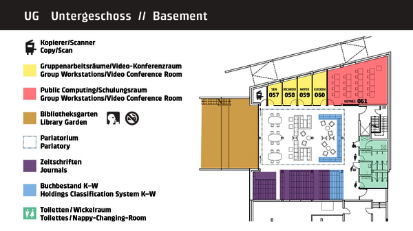 Übersichtsplan der Bibliothek für Wirtschaftswissenschaften : Untergeschoss