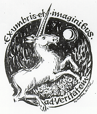 Abbildung eines Exlibris mit Einhorn