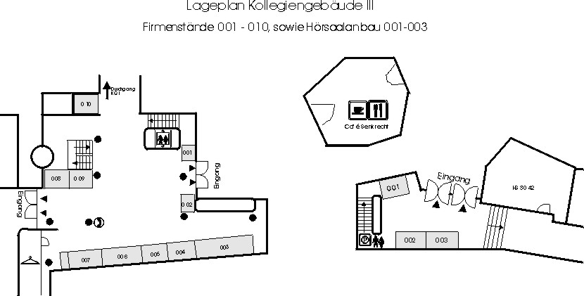 Plan des EG im KG III mit Hrsaalanbau