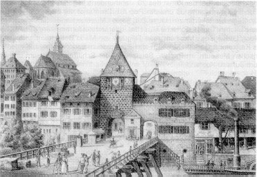 Das Rheintor (abgebrochen im Jahr 1839)