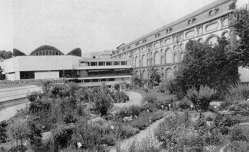 Altes und neues Bibliotheksgebäude vom Botanischen Garten her