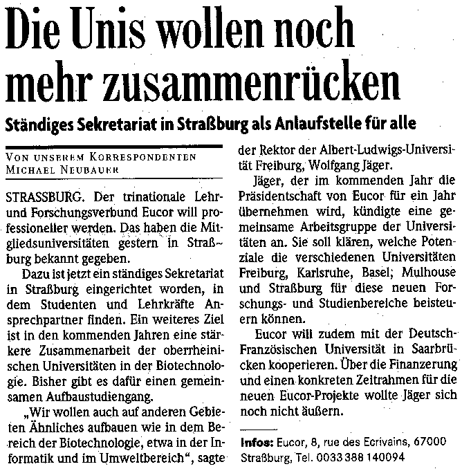 Pressenotiz aus der "Badischen Zeitung